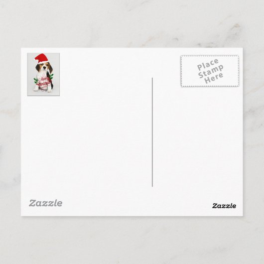 Beagle Puppy in Santa Hat - Vrolijk Kerstfeest Briefkaart (Achterkant)