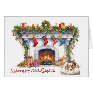 Beagle Puppy Kerstmishaard Wacht op de Kerstman