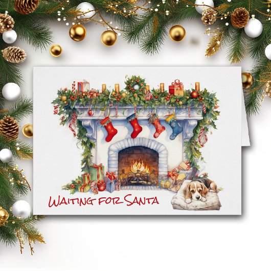 Beagle Puppy Kerstmishaard Wacht op de Kerstman