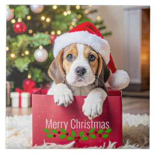 Beagle Puppy Kerstontwerp, Tegeltje