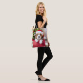 Beagle Puppy Kerstontwerp, Tote Bag (Op model)
