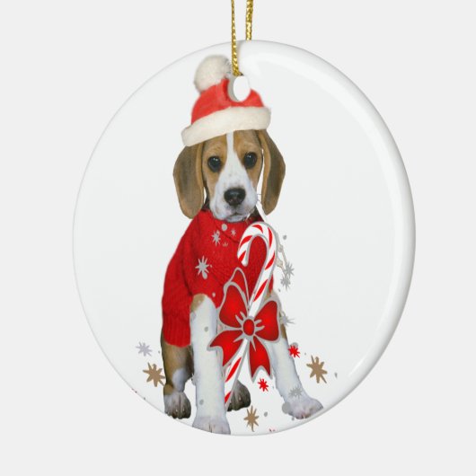 Beagle Puppy Kerstversiering Keramisch Ornament (Links)