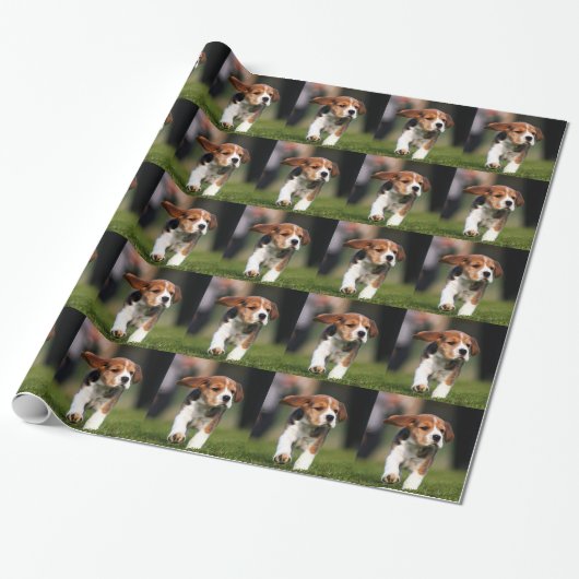 Beagle Puppy Love Cadeaupapier (Uitgerold)