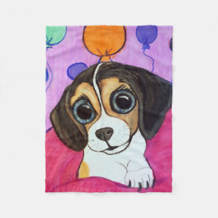 Beagle Puppy met ballonnen Fleece Deken
