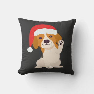 Beagle puppy met kerstmuts voor hondenliefhebbers kussen