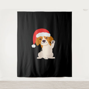 Beagle puppy met kerstmuts voor hondenliefhebbers  wandkleed