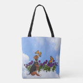 Beagle puppy met vlinders en bloemen tote bag (Achterkant)