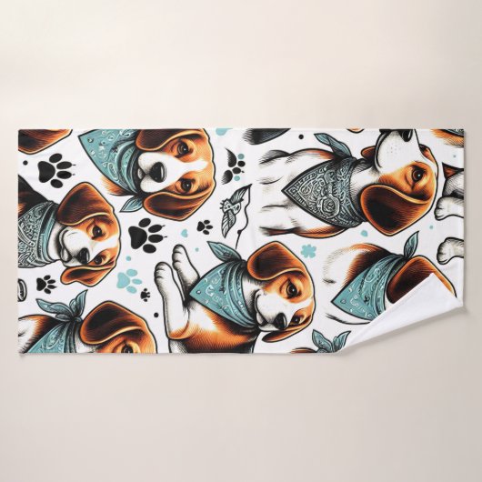 Beagle Puppy Naadloos Badhanddoek (Badhanddoek)