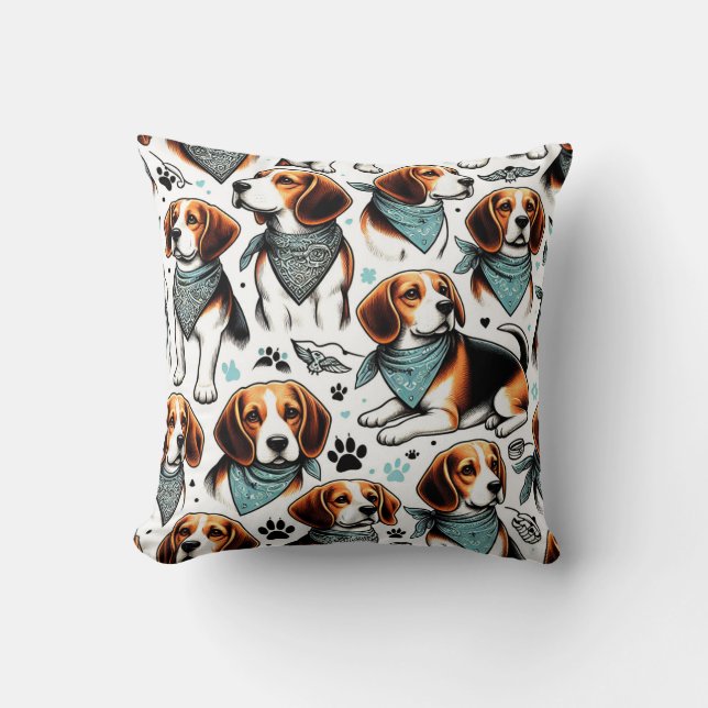  Beagle Puppy Naadloos Kussen (Voorkant)