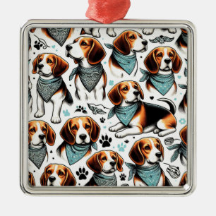  Beagle Puppy Naadloos Metalen Ornament