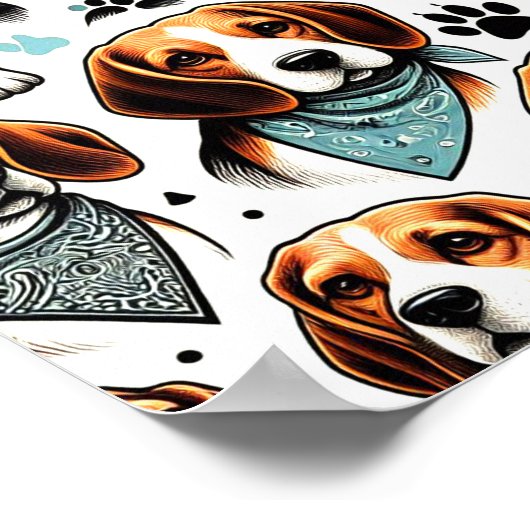  Beagle Puppy Naadloos Poster (Hoek)