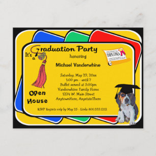 Beagle Puppy Red Afstuderen Growler Party Invite Kaart