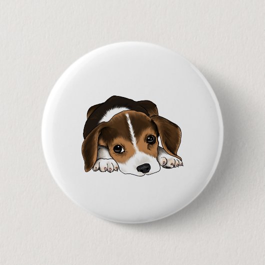 Beagle Puppy Ronde Button 5,7 Cm (Voorkant)