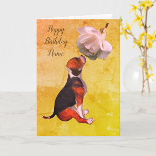 Beagle Puppy Roos Art Persoonlijk Kaart