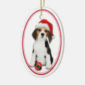 Beagle Puppy Santa Bulb Kerstmis Keramisch Ornament (Links)