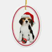 Beagle Puppy Santa Bulb Kerstmis Keramisch Ornament (Voorkant)