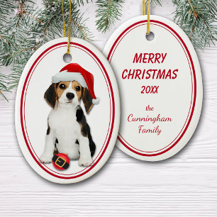 Beagle Puppy Santa Bulb Kerstmis Keramisch Ornament