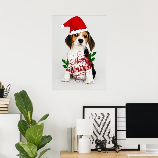 Beagle Puppy Santa Poster (Thuiskantoor)