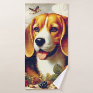  Beagle Puppy Schilderij Badhanddoek