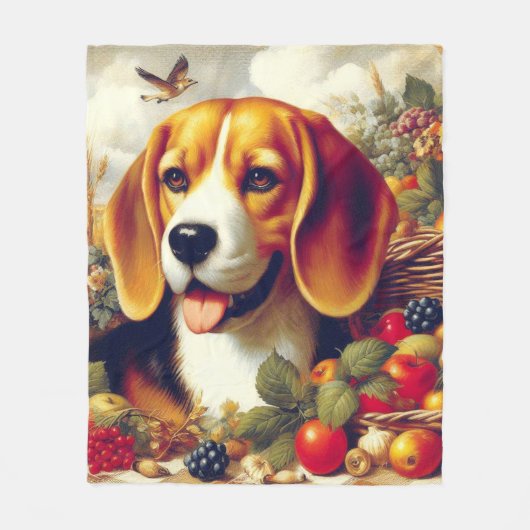  Beagle Puppy Schilderij Fleece Deken (Voorkant)