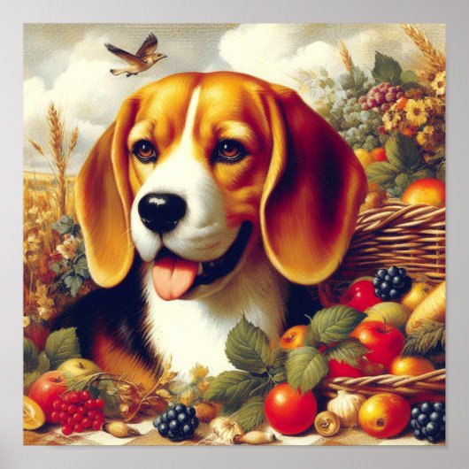 Beagle Puppy Schilderij Poster (Voorkant)