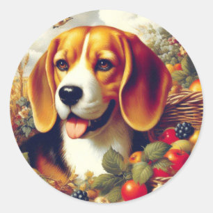  Beagle Puppy Schilderij Ronde Sticker