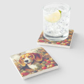  Beagle Puppy Schilderij Stenen Onderzetter (Zijkant)