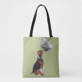 Beagle Puppy Smelling White Rose Tote Bag (Voorkant)