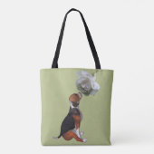 Beagle Puppy Smelling White Rose Tote Bag (Achterkant)