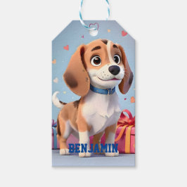 Beagle Puppy Speelse Pootjes & Kleurrijke Cadeaus Cadeaulabel