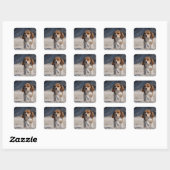 Beagle puppy vierkante sticker (Vel)