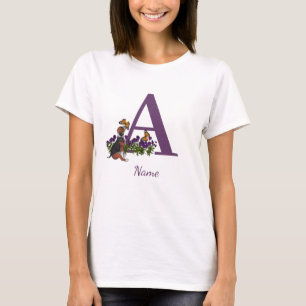 Beagle Puppy Vlinders Monogram Eerste Letter A Naa T-shirt