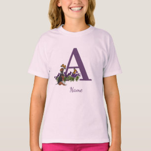 Beagle Puppy Vlinders Monogram Eerste Letter A Naa T-shirt