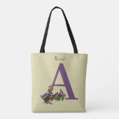 Beagle Puppy Vlinders Monogram Eerste Letter A Naa Tote Bag (Achterkant)