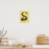 Beagle Puppy Vlinders Monogram Eerste Letter S Naa Poster (Keuken)