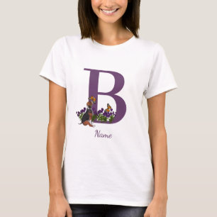 Beagle Puppy Vlinders Monogram Initiaal B Naam T-shirt