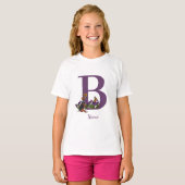 Beagle Puppy Vlinders Monogram Initiaal B Naam T-shirt (Voorkant volledig)