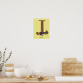 Beagle Puppy Vlinders Monogram Initiaal J Naam Poster (Keuken)