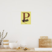 Beagle Puppy Vlinders Monogram Initiaal P Naam Poster (Keuken)