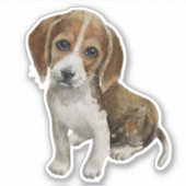 Beagle Puppy Waterverf Hondenliefhebber Sticker (Voorkant)