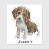 Beagle Puppy Waterverf Hondenliefhebber Sticker (Vel)