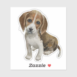 Beagle Puppy Waterverf Hondenliefhebber Sticker