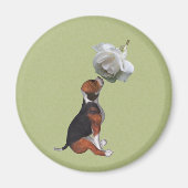 Beagle Puppy White Rose Animal Magnet (Voorkant)