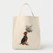 Beagle Puppy White Rose Canvas tas (Voorkant)