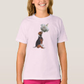 Beagle Puppy White Rose Cute Animal T-shirt (Voorkant)