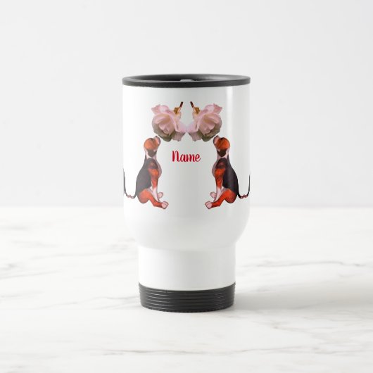 Beagle Puppy White Rose Cute Dog Persoonlijk Reisbeker (Center)