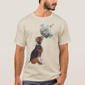 Beagle Puppy White Rose Cute Dog T-shirt (Voorkant)