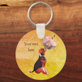 Beagle Puppy White Rose Cute Personated Sleutelhanger (Achterkant)