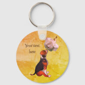Beagle Puppy White Rose Cute Personated Sleutelhanger (Achterkant)