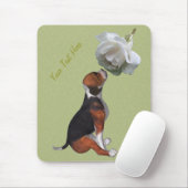 Beagle Puppy White Rose Dog Mousepad Muismat (Met muis)
